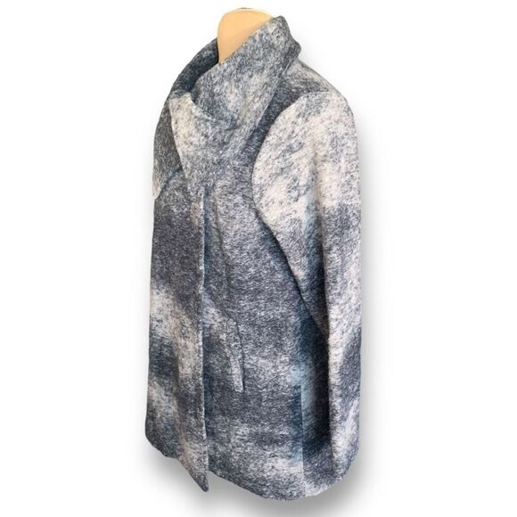 Nanette Lepore Gray White Ombre Wool Mohair Blend Coat Exaggerated Collar Medium - Picture 2 of 12